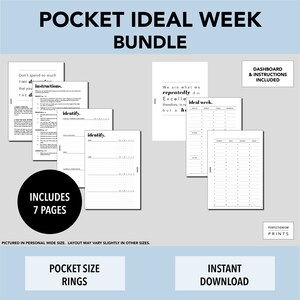 POCKET RINGS Ideal Week Bundle, PRINTABLE Planner Insert, Monday Start, Sunday Start, Minimalist Design, Pdf File