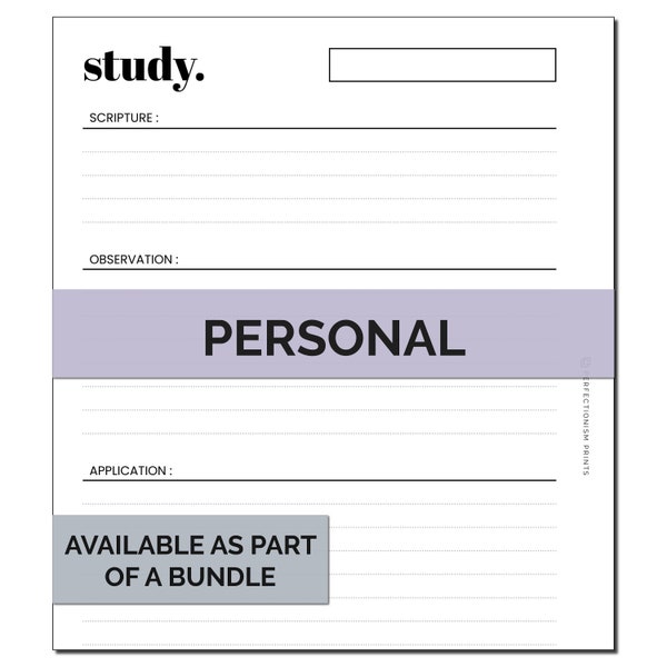 PERSONAL Bible Study Notes (SOAP Format) Ringbound Planner Insert