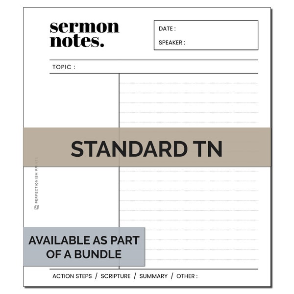 STANDARD TN Sermon Notes Planner Insert