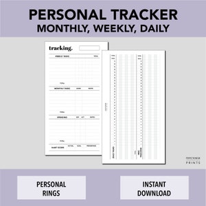 PERSONAL RINGS Habit Tracker, PRINTABLE Planner Insert, Monthly Weekly Daily Habits, Minimalist Design, Pdf File