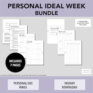 PERSONAL RINGS Ideal Week Bundle, PRINTABLE Planner Insert, Monday Start, Sunday Start, Minimalist Design, Pdf File