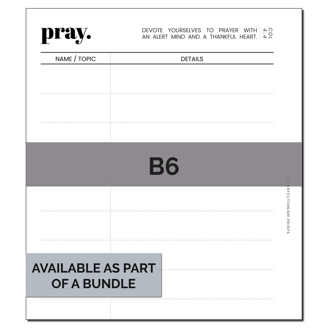 B6 Prayer List Ringbound Planner Insert - Etsy