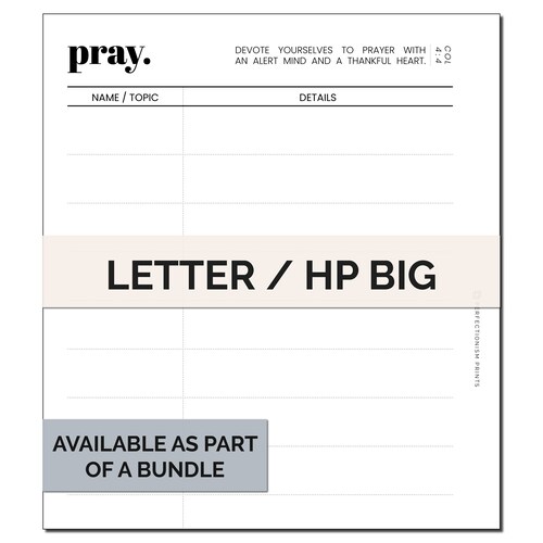 LETTER / HP BIG Prayer List Discbound Planner Insert
