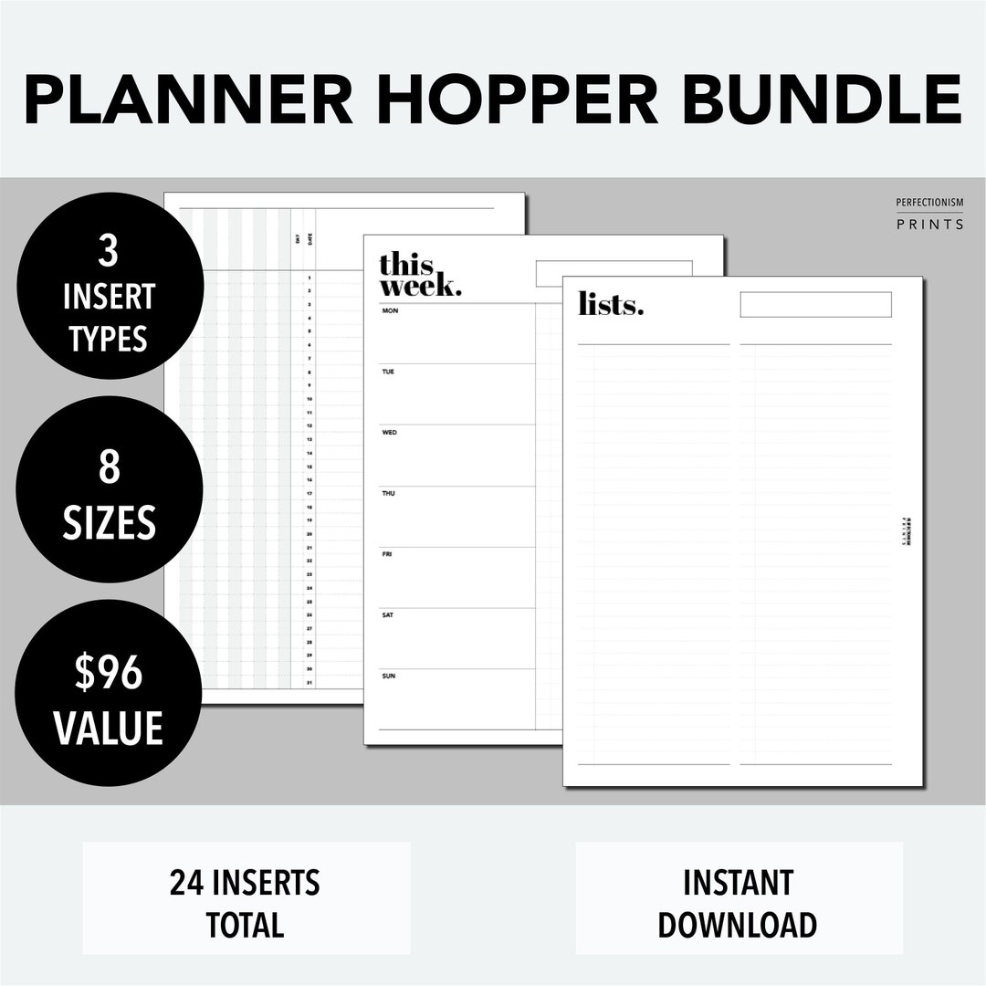 Planner Hopper Planner Hopper Bundle, PRINTABLE Planner Sampler, Minimalist Design ...