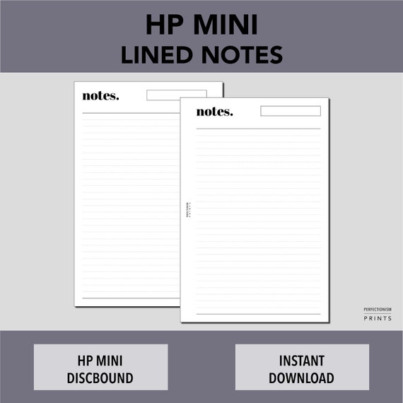 HP MINI Lined Notes PRINTABLE Notes Pages Minimalist Design - Etsy