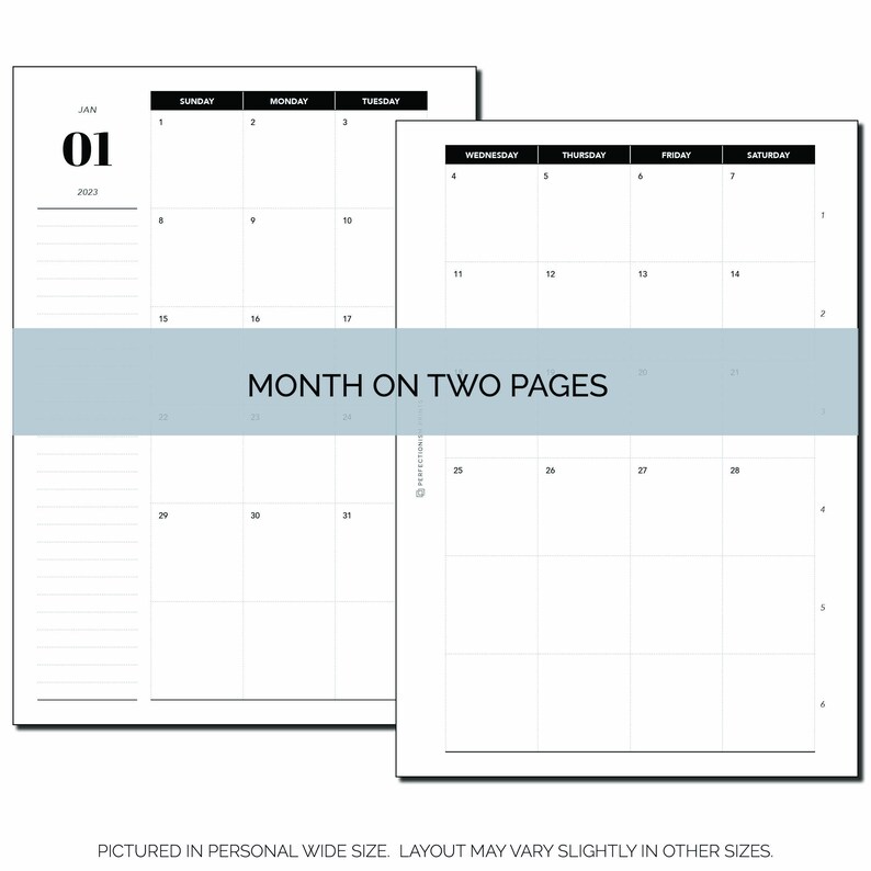A5 RINGS 2023 Monthly Calendar PRINTABLE Planner Insert Etsy