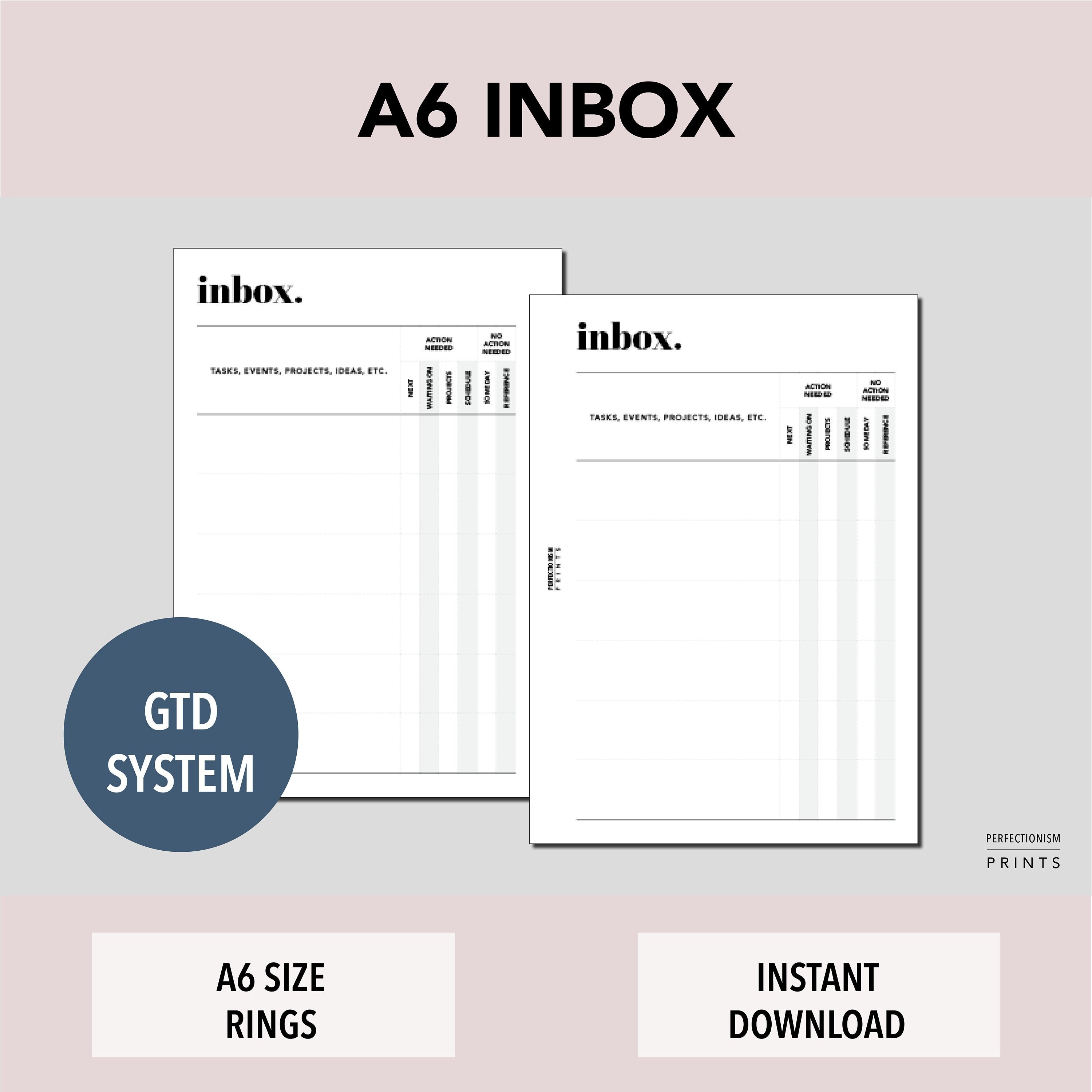 Planner Inbox Insert A6 Rings Inbox PRINTABLE Planner Insert Brain Dump Insert - Etsy