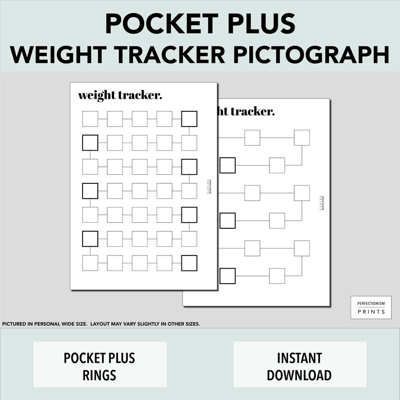 Pocket PLUS RINGS Color-In Weight Tracker // Weight Loss Pictograph image 1