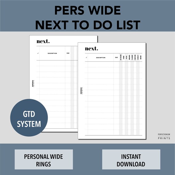 PRINTABLE Planner Inserts GTD Bundle Pdf Files PERSONAL Rings Get ...