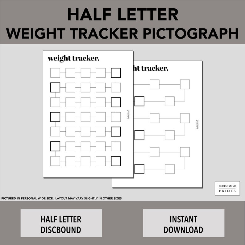 HALF LETTER Color-In Weight Tracker // Weight Loss Pictograph image 1