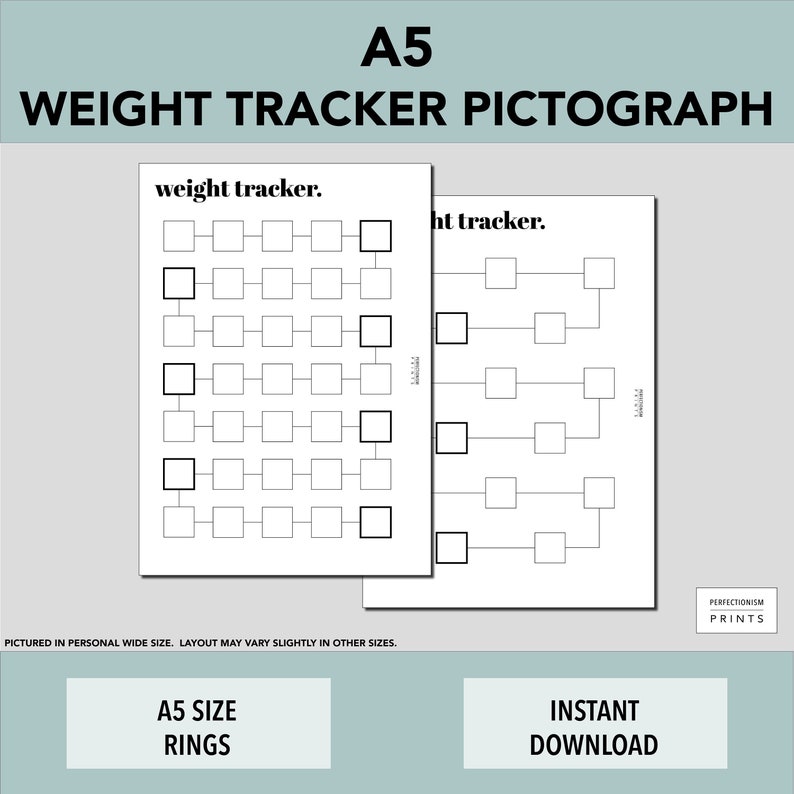 A5 RINGS Color-In Weight Tracker // Weight Loss Pictograph image 1