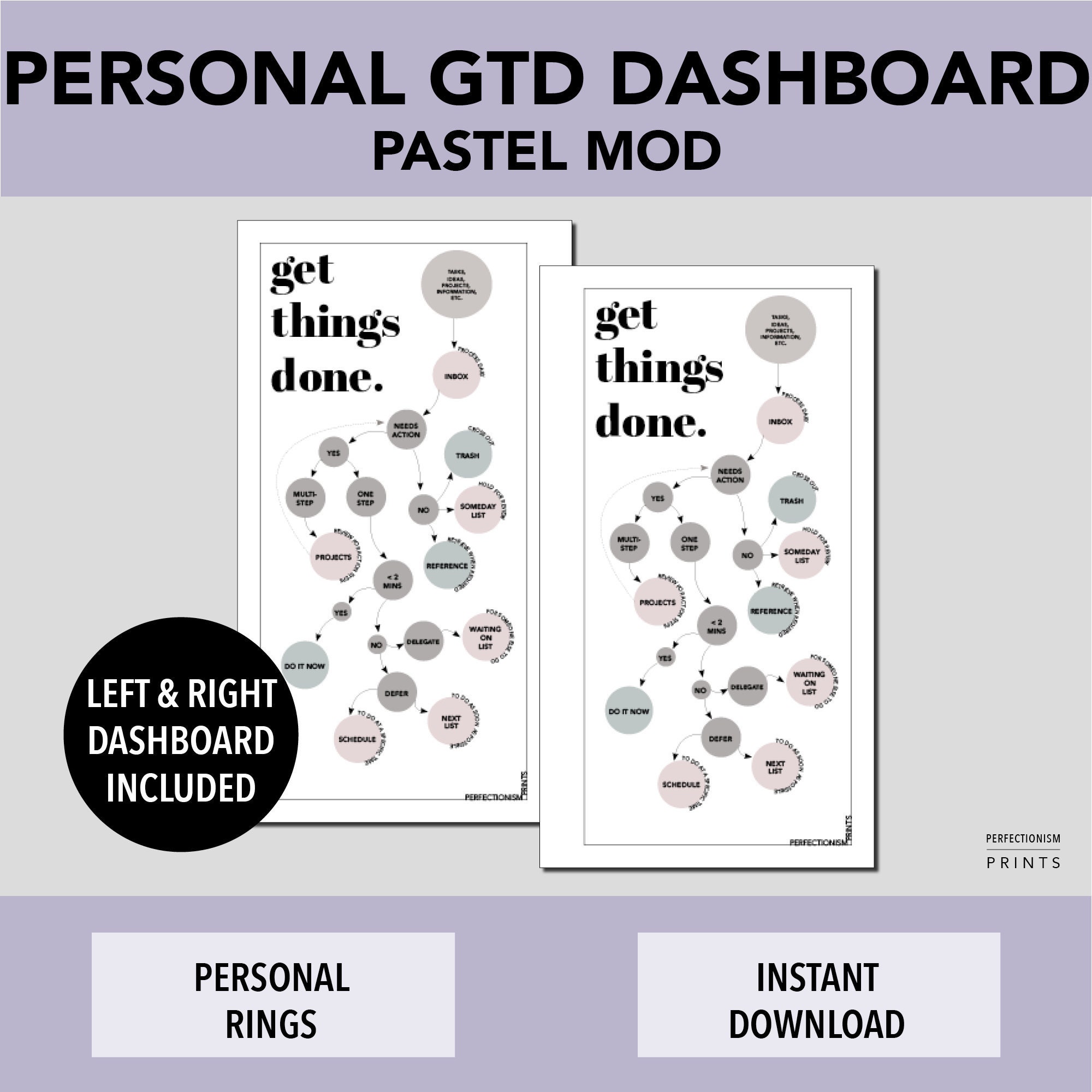 PERSONAL Rings GTD Dashboard PRINTABLE Planner Insert Pastel - Etsy