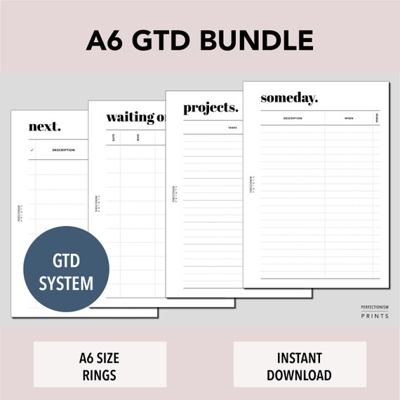 PRINTABLE Planner Inserts GTD Bundle Pdf Files PERSONAL Rings Get ...