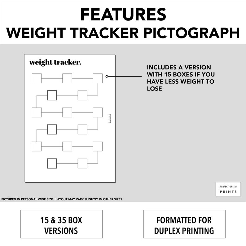 HALF LETTER Color-In Weight Tracker // Weight Loss Pictograph image 3