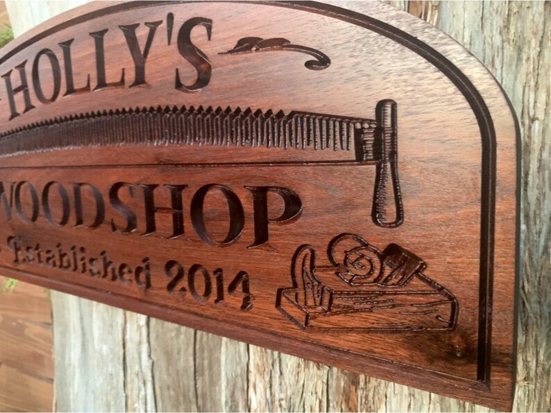 Custom Woodworking Sign Carved Solid Hardwood Woodworker Gift Etsy