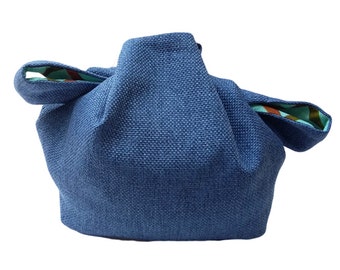 Shopper Tote Ocean Waves borsa a sacco manici a spalla blu e celeste reversibile