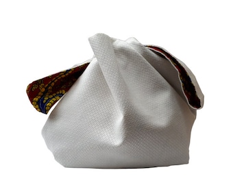 Luxury Shopping borsa medio grande bianca e rossa reversibile, manici a spalla