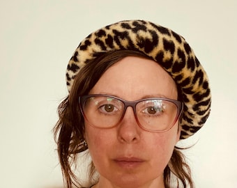 Faux Leopard Fur Hat Vintage 50s
