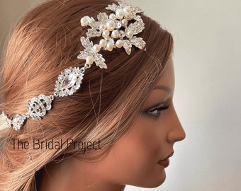 Bandeau de mariée, bandeau de mariage, bandeau de strass et de perle, bandeau de mariée, accessoire de cheveux de mariée, accessoire de cheveux de mariage