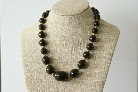Vintage bakelite necklace, Antique necklace, Black