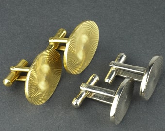 Vintage Cuff Links, Gold and Silver Tone, Retro cuff links 60s - 70s