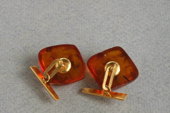 Vintage amber cufflinks, Antique amber, Baltic am… - image 2