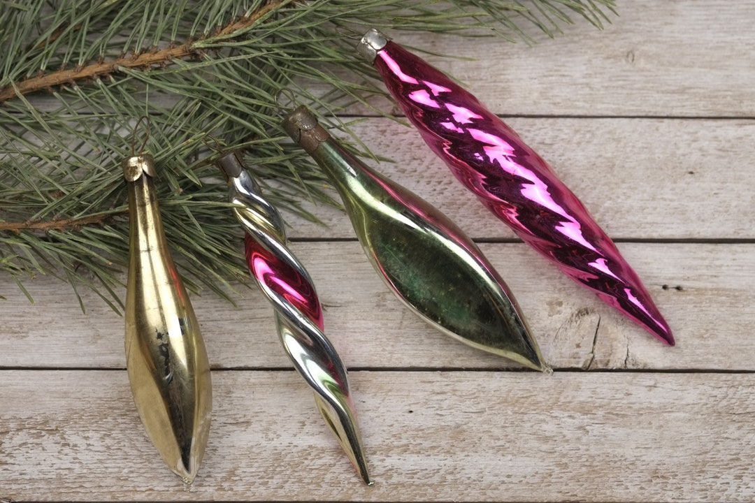 Vintage Christmas Glass Decorations Glass Icicles Vintage Etsy