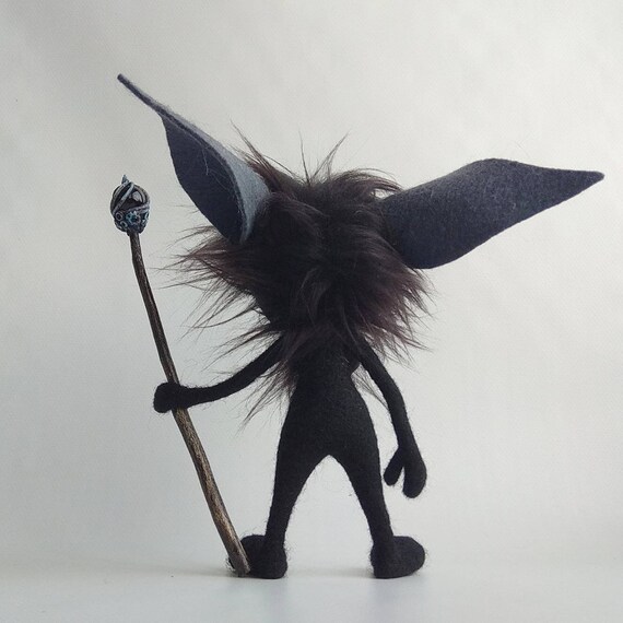 Art & Collectibles Wool figurine elf Tiny figure Forest guardian Needle