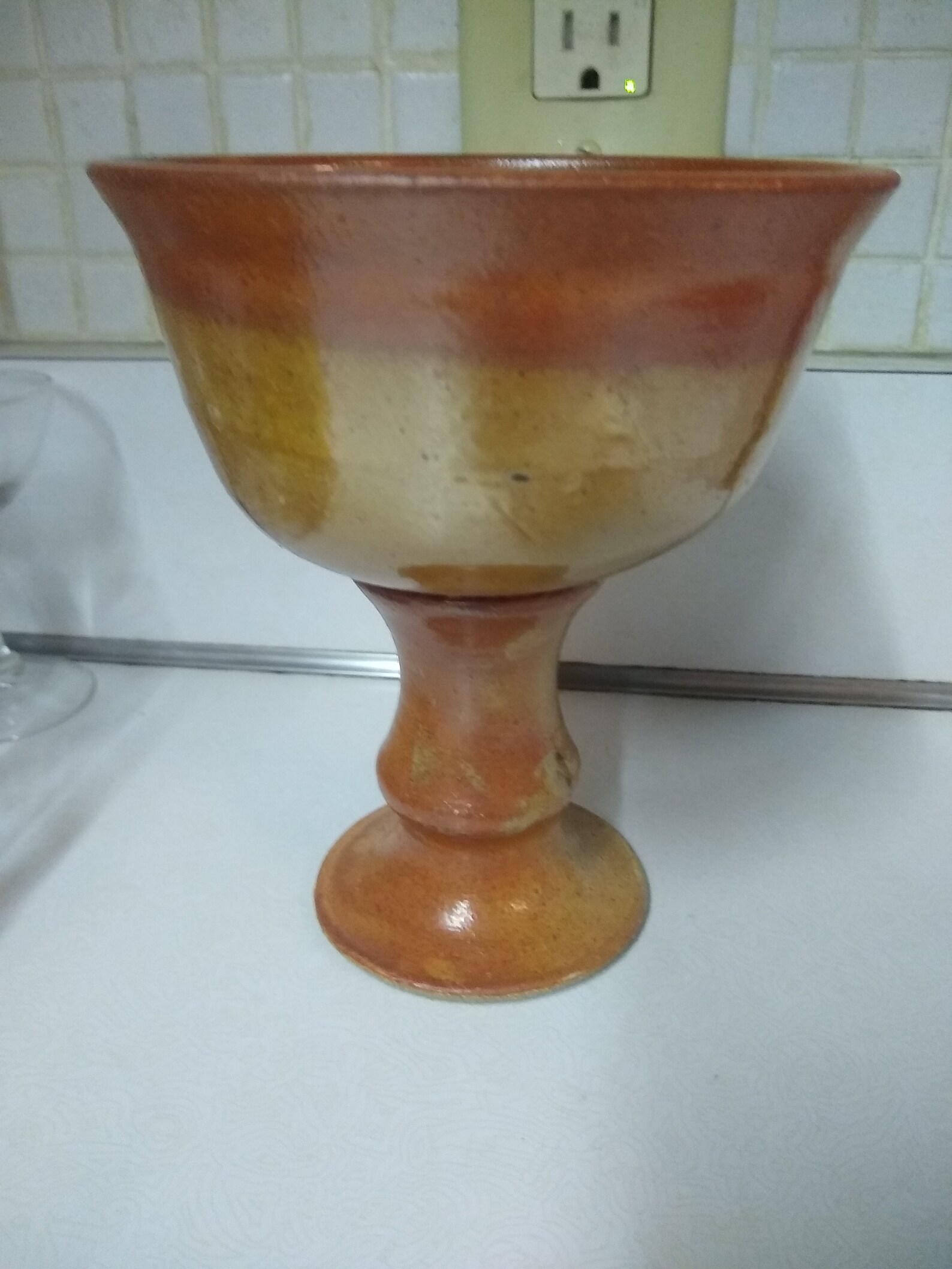 Handmade clay chalice goblet glazed hollow stem Holy Grail Etsy