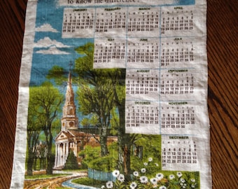Vintage Calendar Dish Towel 1978 Serenity Prayer Retro Home Decor