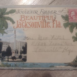 1918 Postkarte Wunderschöne Jacksonville Florida Souvenir Mappe mit 2 Cent Briefmarke