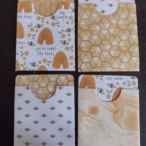 Honey Bee Library Pockets for Journals Planners Scrapbooks Set of 4 Handmade
