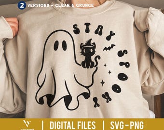 Håll dig läskig Svg, Halloween Spöke Svg, Halloween Katt Svg, Spöklik Katt Svg, Ghouls Gang Svg, Halloween Tröja Svg, Spooky Vibes Svg för Cricut