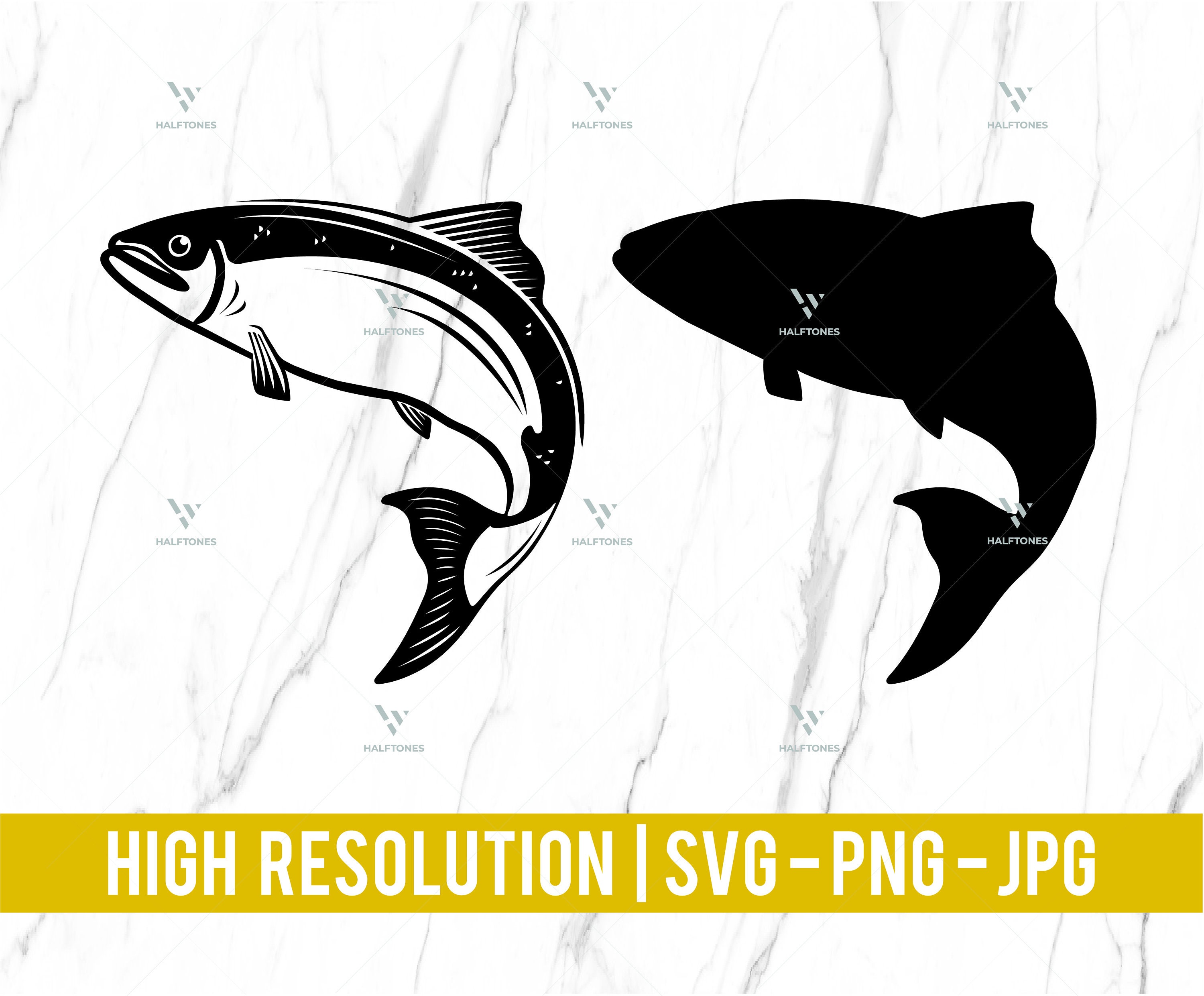 Salmon fishing Salmon Fish Stencil salmon silhouette salmon | Etsy