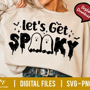 Let&#39;s get spooky SVG, Halloween Svg, Funny Halloween Svg, Retro halloween svg, Spooky season svg, Boho Halloween png | Digital file