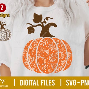 Kürbis SVG, Herbst svg, Halloween svg, Thanksgiving Svg, Kürbis png, Swirly Kürbis png, Wilde Blumen, Sublimation Designs | Digitale Datei