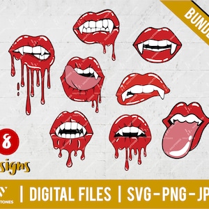 Vampire Lips SVG, Halloween SVG, Dripping Lips SVG, Gothic Svg, Bloody Lips Svg , Halloween Lips svg, Spooky biting lips svg | Digital files