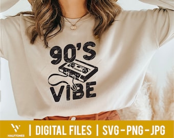 90&#39;s vibe svg, cassette tape svg, music love svg, 90&#39;s babe svg, made in 90&#39;s svg, 90 vintage style svg | Digital file SVG PNG JPG fo Cricut