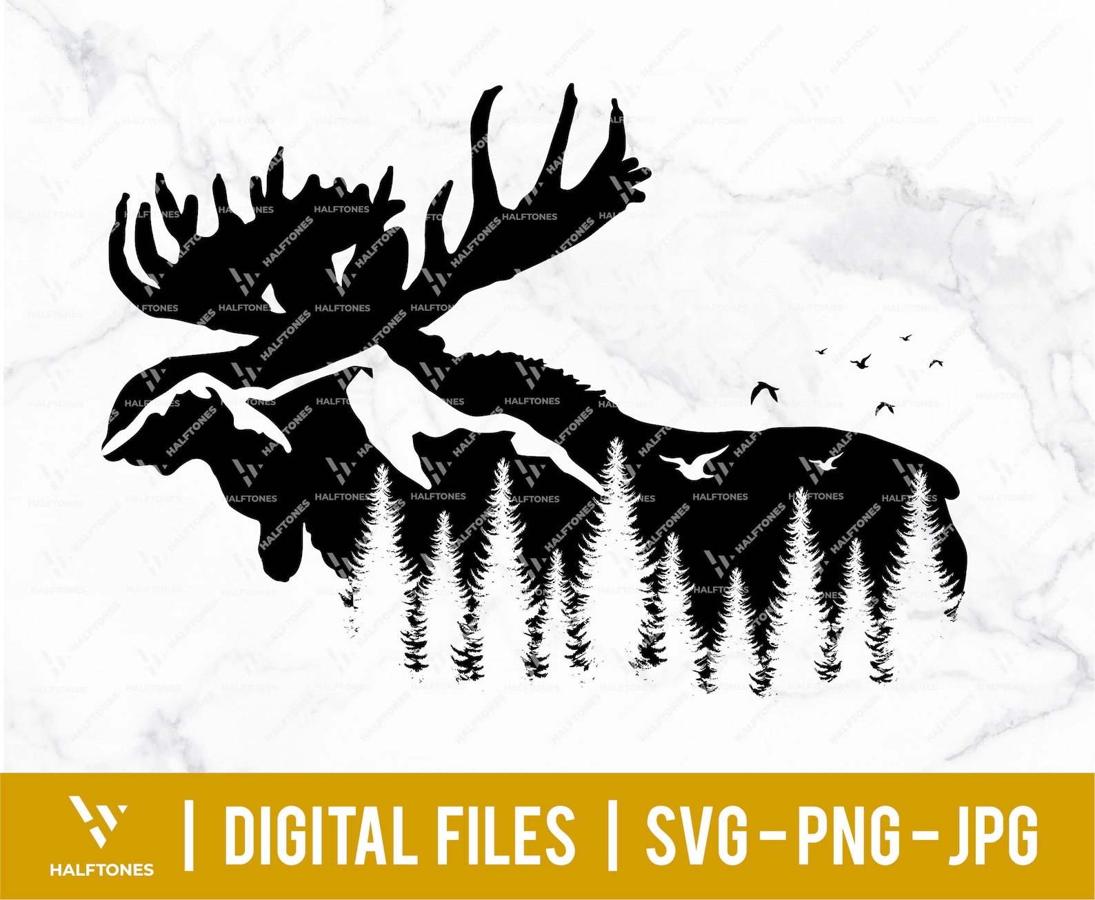 Alaska State Moose Svg Mountain and Tree Svg Nature Lover | Etsy