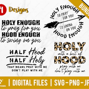 Half hood half holy that means pray with me don't play with me svg, holy with a hint of hood, funny christian, Catholic meme | Digital file