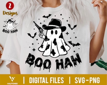 Boo Haw SVG, Western Ghost Svg, Cowboy Ghost Svg, Wild West Halloween png, Halloween Cowgirl Costume, Spooky Season Svg / Archivos digitales