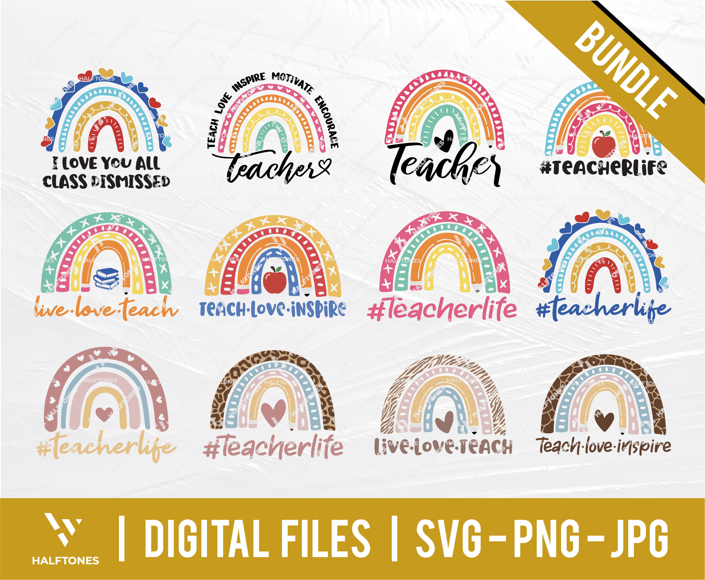 Teacher Rainbow Svg Teacher Png Rainbow Svg Teacher Life Etsy