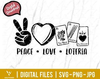 Peace Love Loteria SVG, Mexico Game Card, Mexican Bingo svg, listeria lover svg, loteria bingo game svg, peace sign svg | Digital cut file