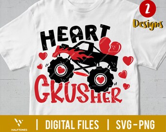Heart Crusher SVG, Heart breaker svg, Valentine's Monster Truck svg, Funny Valentines, Truck svg, Boys Girls Valentine Shirt | Digital file