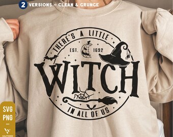 There's a little witch in all of us Svg, Halloween Mom Shirt Svg, Halloween Witch Svg, Retro Halloween Svg, Witch Sayings Svg for Cricut PNG