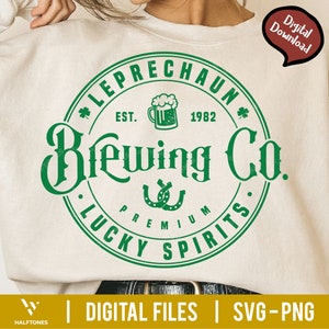 Leprechaun Brewing Co SVG, St.Patrick&#39;s Brewing Co Svg, St Patricks Day Svg, Divertente San Patrizio, St Patty&#39;s Day Svg, Bere Svg, Lucky Svg