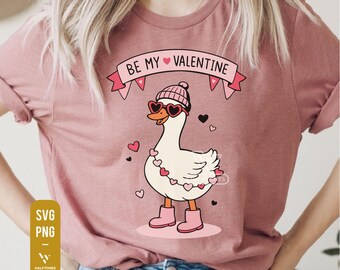 Goose Be My Valentine Clipart: Kids Valentine's Shirt Design PNG SVG (Digital Files)