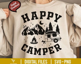 Happy Camper Svg, Camping Crew Svg, Funny Camping Svg, Camping Life Svg, Camping Shirt Svg, Summer Svg, Hiking Svg, Family Vacation Svg