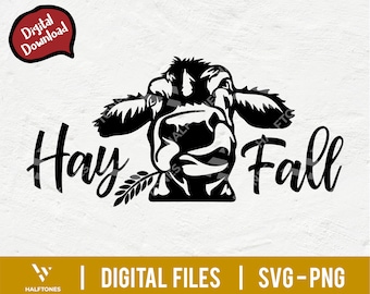 Hay Fall SVG, Funny Fall quote svg, Hey y'all svg, Highland cow svg, Cow sublimation png, Autumn cow, Fall tshirt sublimation / Archivo digital