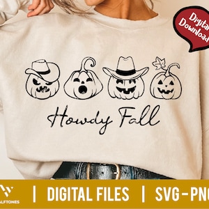 Howdy Fall SVG, Howdy Pumpkin svg, Western fall svg, Fall shirt png, Cowboy svg, Pumpkin season svg, Halloween shirt svg | Digital file